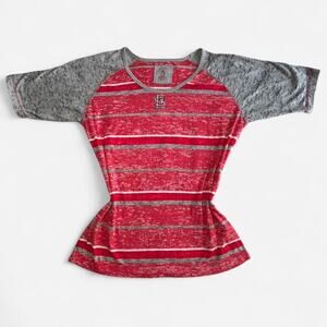 ANTIGUA Women's XL Baseball T-Shirt Striped Red Gray